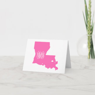 Louisiana Hot Pink White Vine Monogram DIY BG Thank You Card
