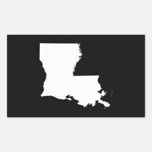 Louisiana in White and Black Rectangular Sticker