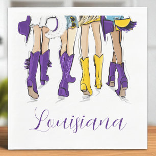 Louisiana Ladies / Purple Yellow Cowboy Boots Hats Napkin