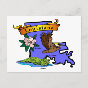 Louisiana Map Postcard