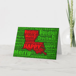 Louisiana Map Word Art Christmas Card Holiday Card