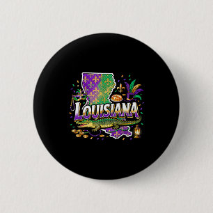 Louisiana Mardi Gras Alligator Carnival Design _2  6 Cm Round Badge