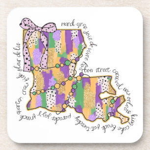 Louisiana Mardi Gras Bourbon Street Carnival Coaster