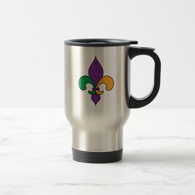 Louisiana Mardi Gras Fleur de Lis Travel Mug (Right)
