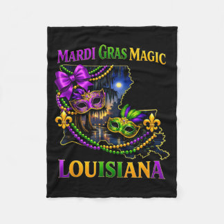 Louisiana Mardi Gras Magic Beads Artwork Fleece Blanket