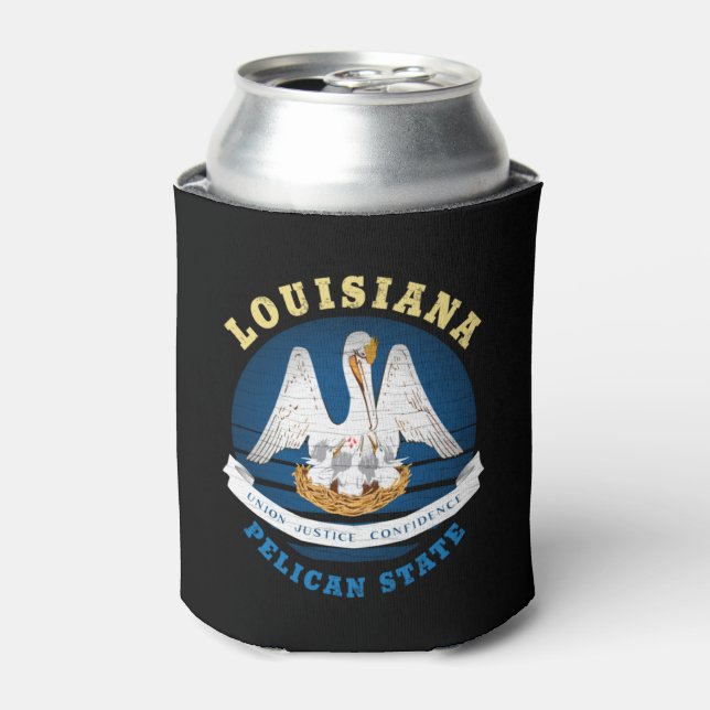 LOUISIANA PELICAN STATE FLAG  CAN COOLER (Can Front)