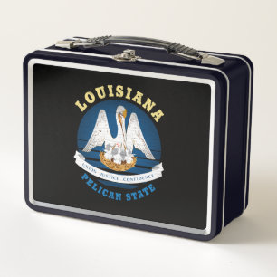 LOUISIANA PELICAN STATE FLAG METAL LUNCH BOX