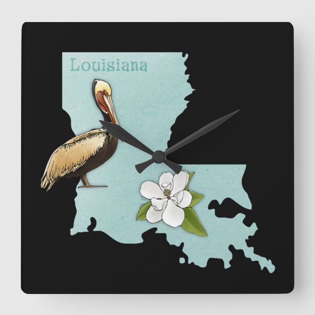 Louisiana Pelican State Map Wall Clock (Front)