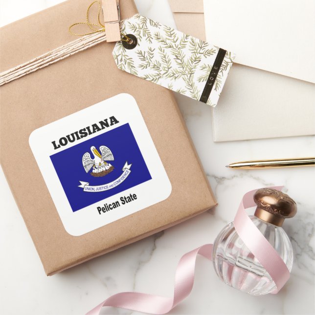 Louisiana, Pelican State, Square Sticker (Gifting)