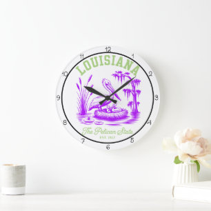 Louisiana Pelican State Swamp  Large Clock