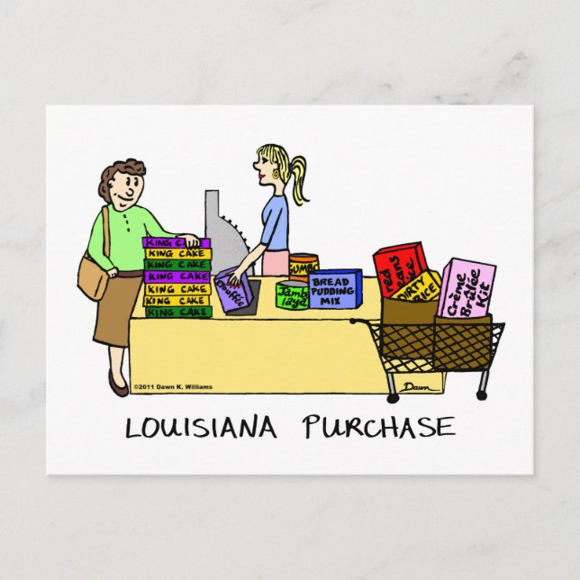 Louisiana Purchase Cartoon Postcard (Front)