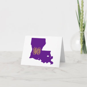 Louisiana Purple Yellow Vine Monogram Font DIY BG Thank You Card