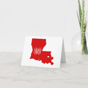 Louisiana Red White Vine Monogram Font DIY BG Thank You Card