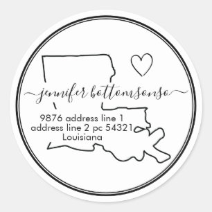 Louisiana return address Signature heart Classic Round Sticker