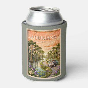 Louisiana Road Trip Vintage Bayou Swamp 3D Texture Can Cooler