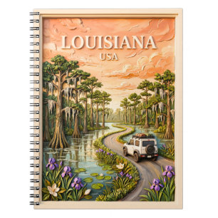 Louisiana Road Trip Vintage Bayou Swamp 3D Texture Notebook