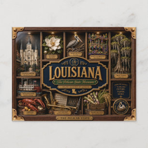Louisiana Shadow Box 3D Figurine State Postcard