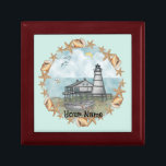 Louisiana Shells Lighthouse custom name  Gift Box<br><div class="desc">Louisiana Shells Lighthouse custom name gift box by ArtMuvz Illustration. Matching Lighthouse apparel, Light house t-shirts, Lighthouses gifts. Lighthouse t-shirt, nautical and birthday gifts, lighthouse collector apparel. Lighthouse gifts are a great way to show someone you care, especially if they love the ocean, the coast, or lighthouses themselves. Lighthouses are...</div>