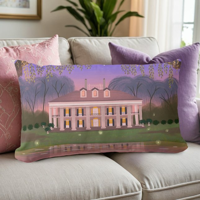 Louisiana Southern Mansion House Purple Lumbar Cushion (Creator Uploaded)