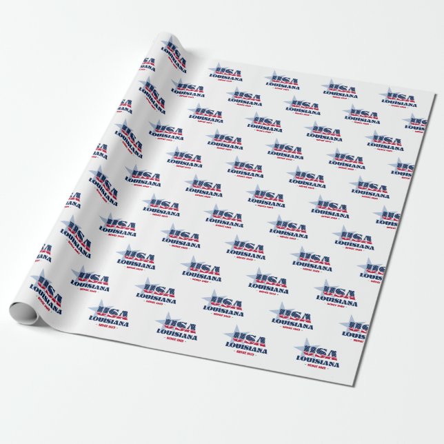 Louisiana Stars and Stripes State Wrapping Paper (Unrolled)