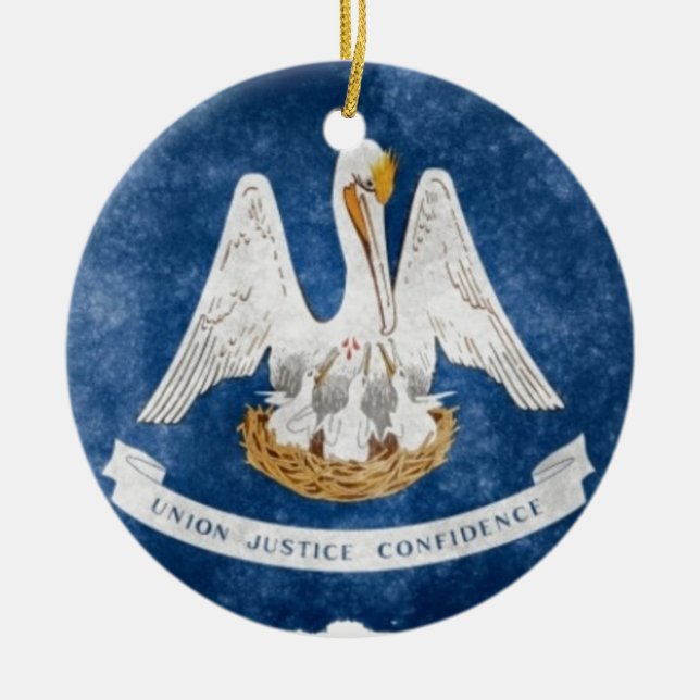 Louisiana State Flag Ceramic Tree Decoration (Front)