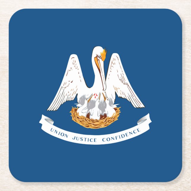 Louisiana State Flag Design Square Paper Coaster (Front)