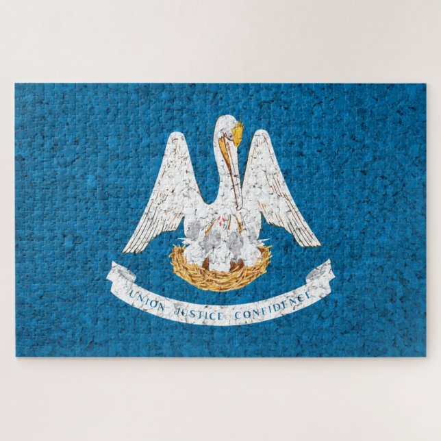 Louisiana State Flag Grunge Jigsaw Puzzle (Horizontal)