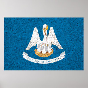 Louisiana State Flag Grunge Poster