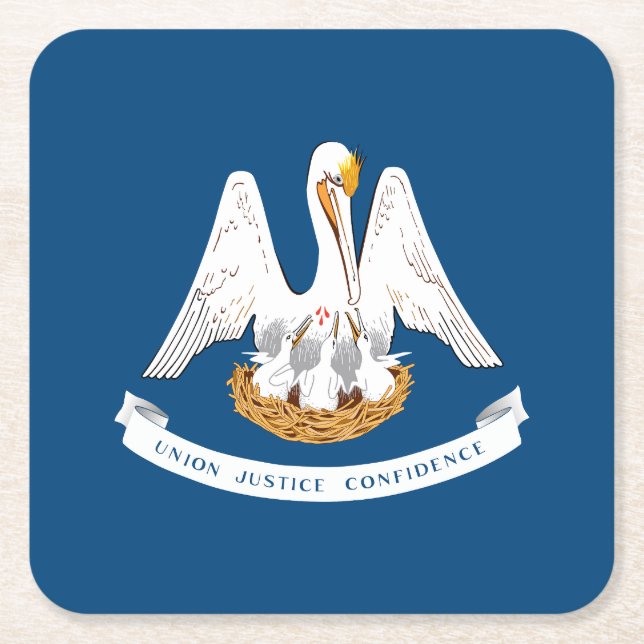 Louisiana State Flag Square Paper Coaster (Front)
