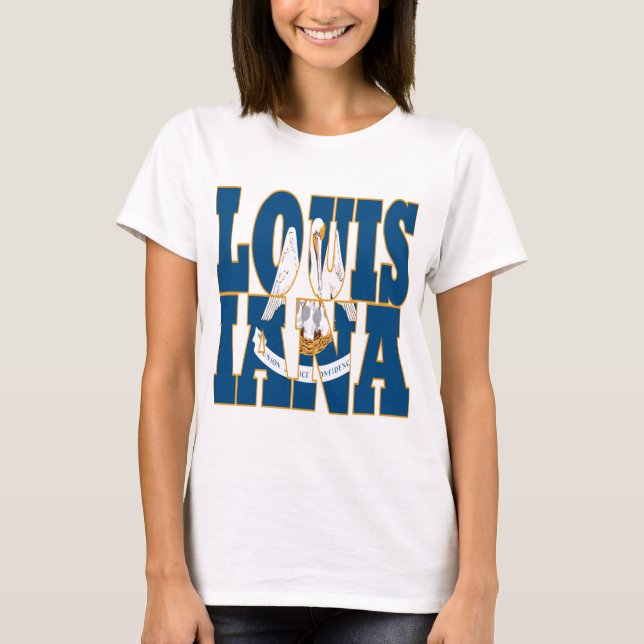Louisiana state flag text T-Shirt (Front)