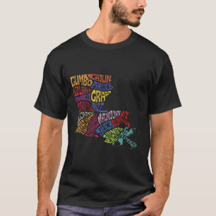 Louisiana State Map Tee Mardi Gras Creole Cajun Cu