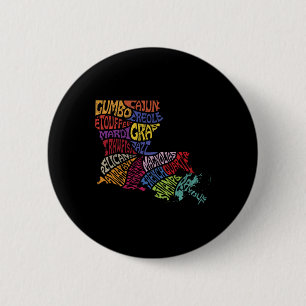 Louisiana State Map Tee Mardi Gras Creole Cajun Cu 6 Cm Round Badge