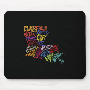 Louisiana State Map Tee Mardi Gras Creole Cajun Cu Mouse Pad