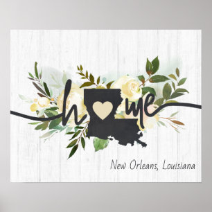 Louisiana State Personalised Your Home City Rustic Poster