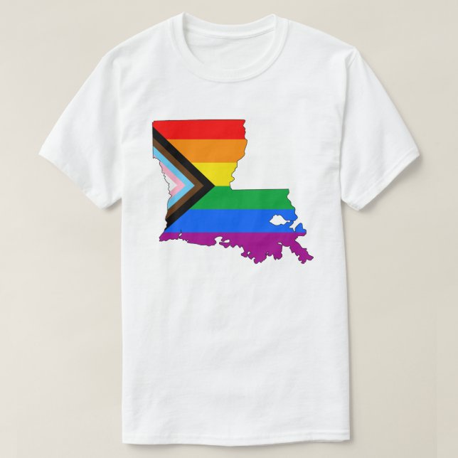Louisiana State Pride LGBTQ Progress Pride T-Shirt (Design Front)