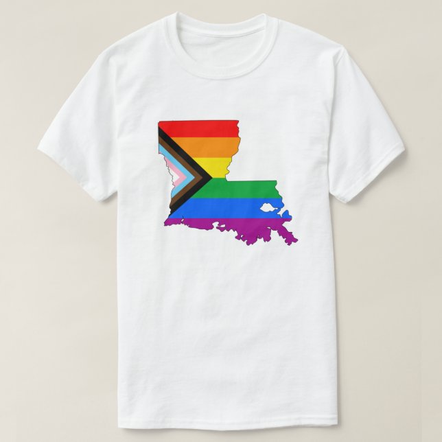 Louisiana State Pride LGBTQ Progress Pride T-Shirt (Design Front)