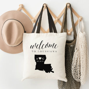 Louisiana State Silhouette Wedding Welcome Tote Bag
