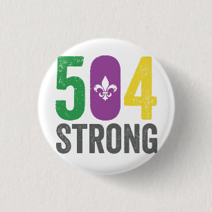 Louisiana Strong 504 NOLA Strong Mardi Gras 3 Cm Round Badge
