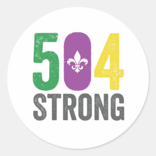 Louisiana Strong 504 NOLA Strong Mardi Gras Classic Round Sticker