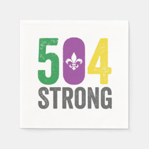 Louisiana Strong 504 NOLA Strong Mardi Gras  Napkin