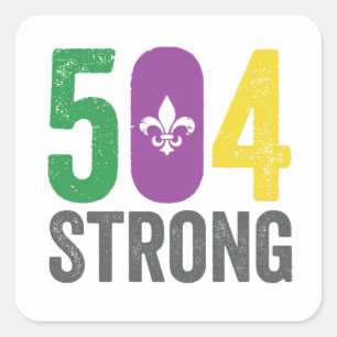 Louisiana Strong 504 NOLA Strong Mardi Gras Square Sticker