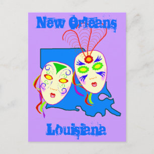 Louisiana Travel Promote promo Postcard Mardi Gras