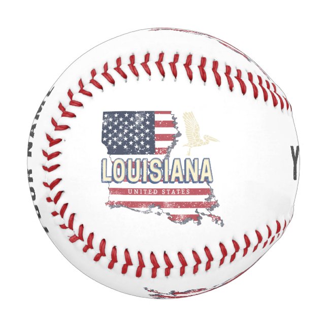 Louisiana United States Retro Map Vintage USA Baseball (Front Left)