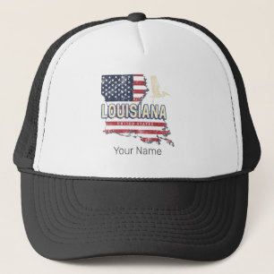 Louisiana United States Retro Map Vintage USA Trucker Hat