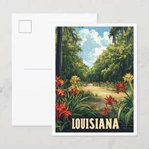 Louisiana USA Vintage Illustration Travel Postcard