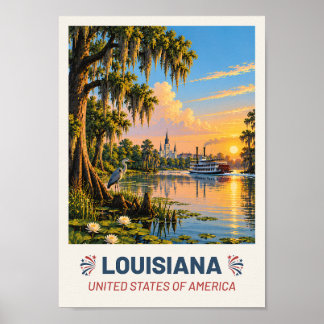 Louisiana USA – Vintage Travel Poster