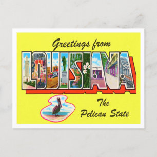 Louisiana Vintage Big Letters Postcard