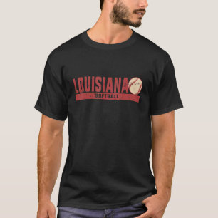 Louisiana Vintage Softball Coach Team Retro Softba T-Shirt