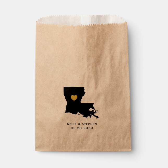 Louisiana Wedding Favour Treat Sacks, Gift Bags (Front)