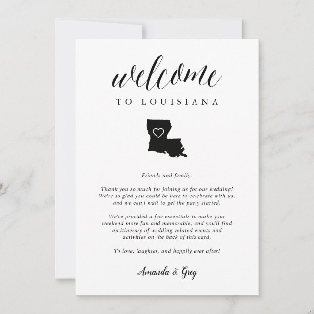 Louisiana Wedding Welcome Letter & Itinerary (Front)